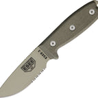 Desert Tan Blade Tan handle Partially Serrated