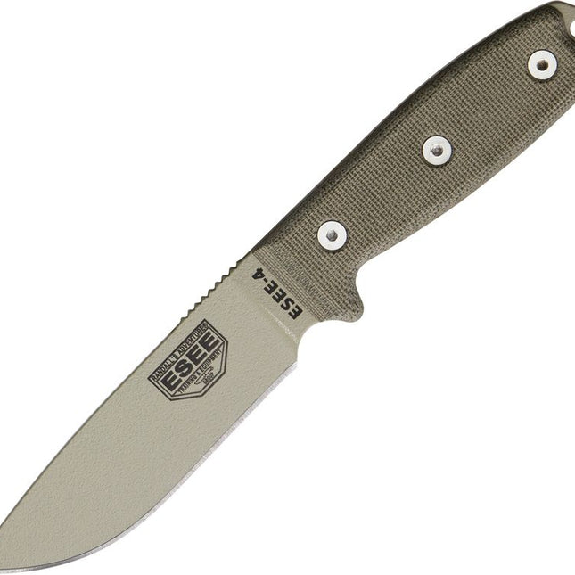Model 4 Plain Edge | Tan Knife with Sheath