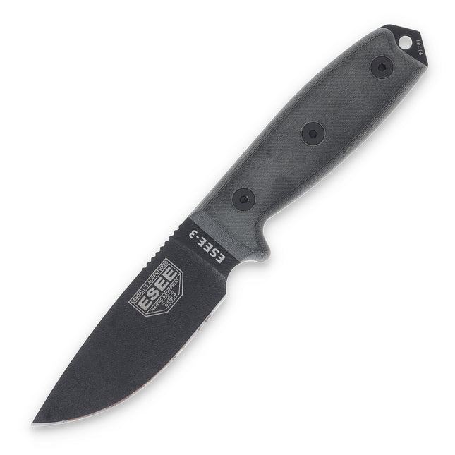 ESEE Model 3 Standard Edge Knife + Sheath + Clip plate
