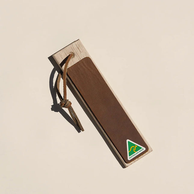 Sydney Strop Co Mini Brown Cow Leather Strop – Compact Paddle Strop Australian Made